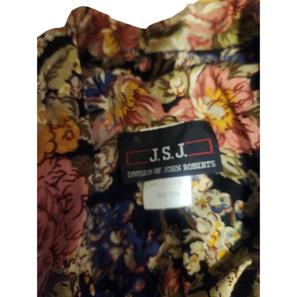 Vintage J.S.J John Roberts Quilted Top Womens 9/10 Dark Floral Cottage Whimsical - Picture 10 of 10